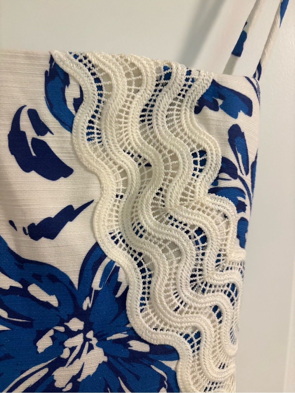 NWT SIGNIFICANT OTHER Eleni Maxi Dress Blue Ivory Lace Cream Hibiscus Size 2 - Picture 5 of 15